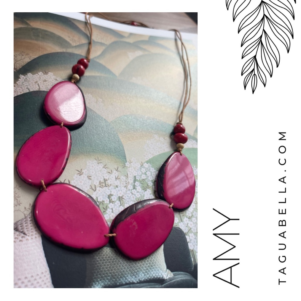 TAGUA Necklace Artisan Handmade Tagua colorful unique statement jewelry boho nwt